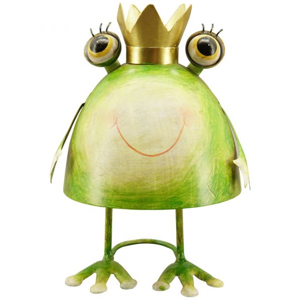 Froschkönig stehend mit Krone Metall Figur Gartendeko grün 1 Stk 8,5x8,5x15 cm