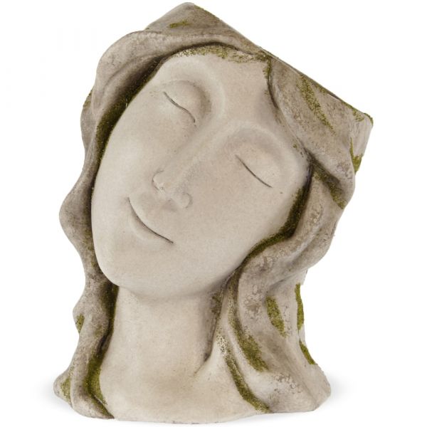 Dekofigur Kopf bepflanzbar Skulptur Gartendeko Magnesia grau 31,5 cm