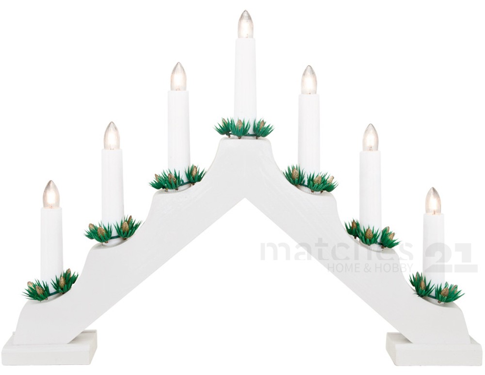 Lichterbogen Weihnachtsleuchter weiß 7-flammig aus Holz 42x30 cm kaufen | Schwibbögen