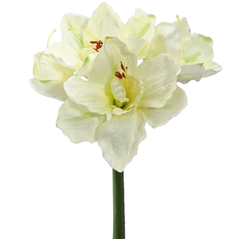 Amaryllis Blumen Strauß 28 cm weiß künstliche Tanne Kunst blumen  Kunstpflanzen