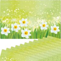 Tischsets Platzsets MOTIV abwaschbar Ostern Osterglocken Blumen weiß grün 12er