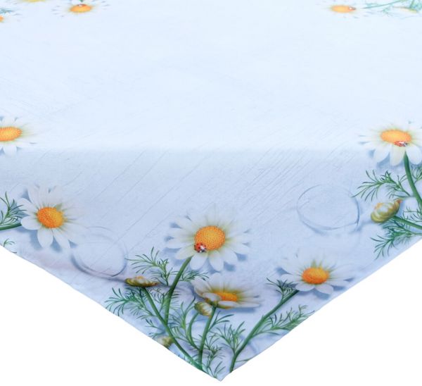 Mitteldecke Tischdecke Druck weiße Kamillenblüten Tischwäsche 110x110 cm