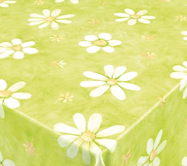 Tischdecke In- Outdoor Tischtuch Margeriten Motiv Vlies grün Ø 140 cm