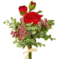 Rosenstrauß gebunden Kunstblumen Rosen Blumenstrauß 45 cm 1 Stk - rot