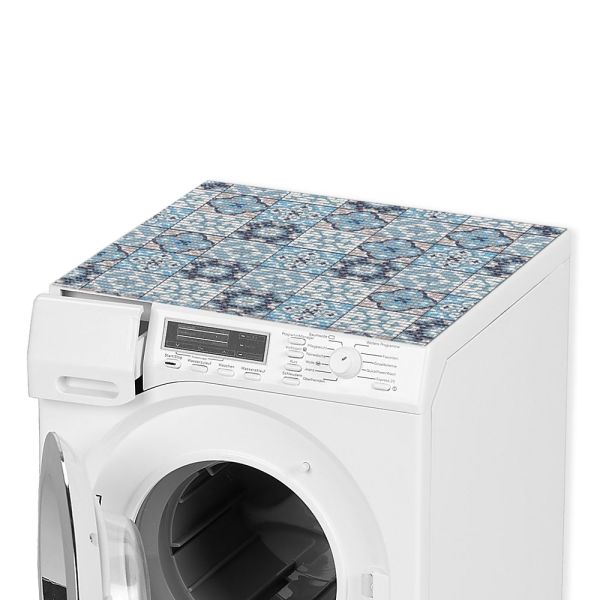 Waschmaschinenauflage zuschneidbar Waschmaschine Kachel blau