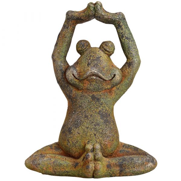Frosch Dekofigur Yoga Meditieren Yogafrosch Antik Gartendeko grün 1 Stk 33x41 cm