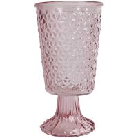 Glaspokal Glasvase Glas konisch geometrisches Muster 1 Stk Ø 10x18,5 cm rosa