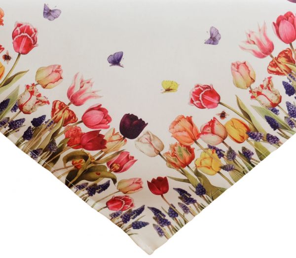 Tischdecke Mitteldecke farbenfrohe Tulpen Druck bunt Tischwäsche 85x85 cm