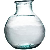 Vase Blumenvase bauchig verformt Pflanzgefäß Dekovase klar Glas Ø 25x31 cm