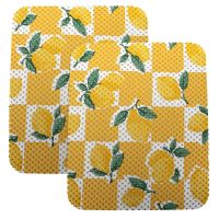 Spülbeckeneinlagen ZITRONEN Muster Abtropfmatte Polyester gelb 2er Set 26x31 cm
