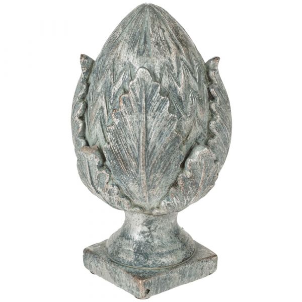 Zapfen Skulptur Dekofigur Gartendeko antiksilber Zement 1 Stk 12,5x12,5x20,5 cm