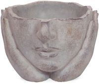 Pflanzschale Pflanztopf Kopf in Händen Zement grau-bronze 1 Stk 16x16x11,5 cm