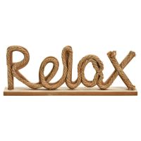 Dekoaufsteller Relax Schriftzug aus Jute gebunden und Holz