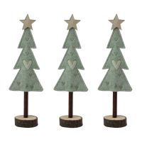 Weihnachtsschmuck Tannenbäume 3er Set Dekofigur grün Filz 28 cm