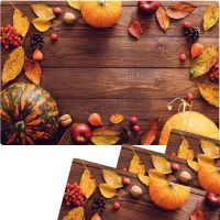 Tischset Platzsets MOTIV abwaschbar Herbstfrüchte Kürbisse Holz braun orange 4er