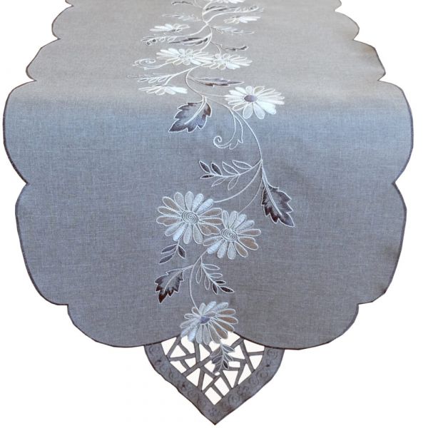 Tischläufer Mitteldecke Blumen Blätter Motiv Stickerei Tischwäsche 40x140cm