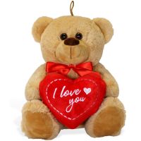 Teddybär mit Herz hellbraun beige Kuscheltier 25 cm - I love you