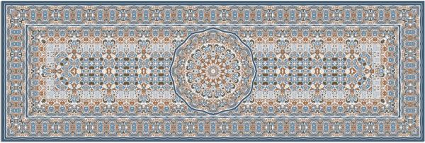 Teppichläufer Küchenläufer Teppich Perser Ornamente blau orange waschbar 60x180 cm