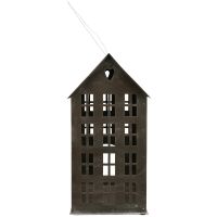 Windlichter Häuschen Haus Fenster Teelichthalter schwarz 32,5x17x34 cm