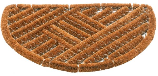 Kokos Fußmatte Kokosmatten Drahtgittermatte Natur halbrund gestreift 1 Stk 40x60x3 cm