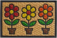 Fußmatte Fußabstreifer Kokos In- & Outdoor Gummi Blumentöpfe bunt - 40x60 cm