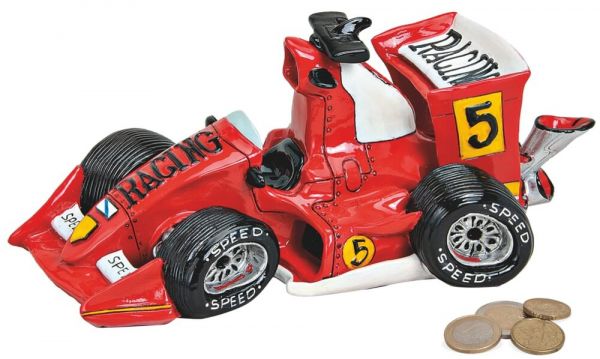 Spardose Rennwagen Formel 1 Racing Racer Sparbüchse Poly rot 1 Stk 25x14x10 cm