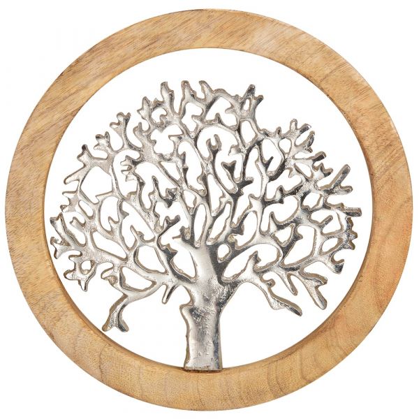 Baum / Lebensbaum Hängedeko Mangoholz & Metall Dekofigur braun 1 Stk Ø 25 cm