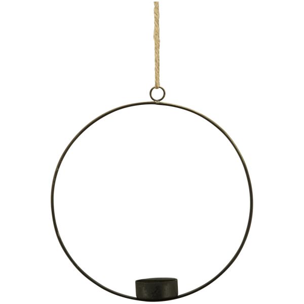 Kerzenhalter Ring Dekohänger mit Schnur Hängedeko Teelicht schwarz Ø 20x4 cm