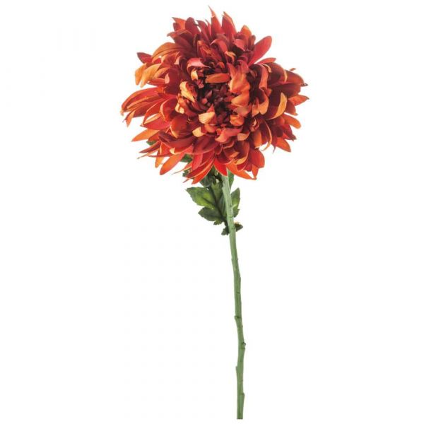 Chrysantheme künstlich Deko Blume Kunstblume Herbst Draht 1 Stk - orange