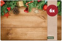 Tischsets Platzsets MOTIV abwaschbar Geschenke Zapfen Holz Weihnachten 6er