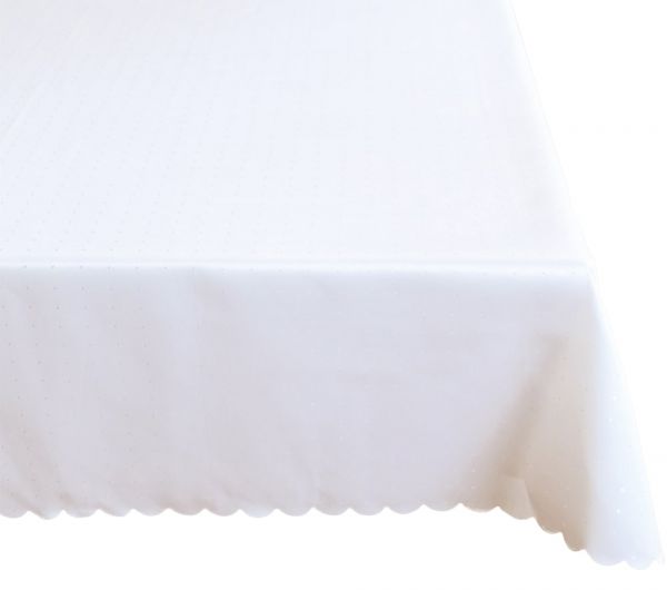 Untertischdecke Unterdecke uni Wellenrand 130x225 cm Polyester weiß