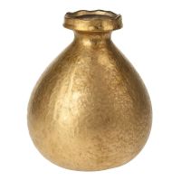 Blumenvase Vase Keramikvase bauchig Antik gewellte Öffnung Keramik gold 21,5 cm