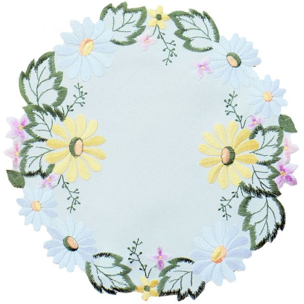 Mitteldecke Tischdecke Blumen & Blätter Stickerei Tischwäsche Ø 30 cm