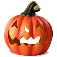 Lächelnder Kürbis mit LED Licht Halloween 26 cm