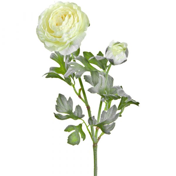 Ranunkeln Kunstblume Blüte & Knospe Kunstblume 1 Stk - ca 40 cm - creme / weiß