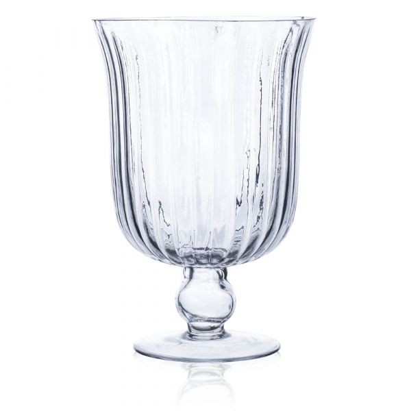 Bauchige Glas Pokalvase Dekoglas geriffelt klar 1 Stk. 33x21,5 cm