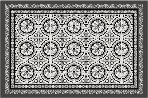 Fußmatte Fußabstreifer DECOR Fliesen Orient Design schwarz waschbar 40x60 cm