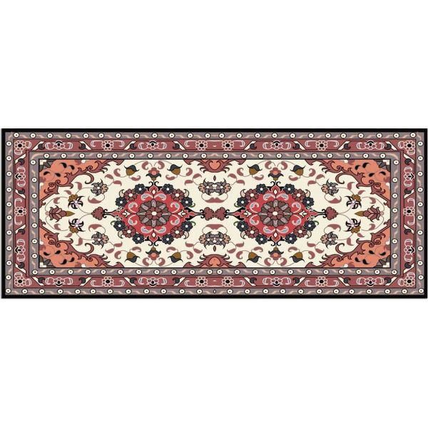 Teppichläufer Küchenläufer Teppich Ornamente Perser rot beige waschbar 60x150 cm
