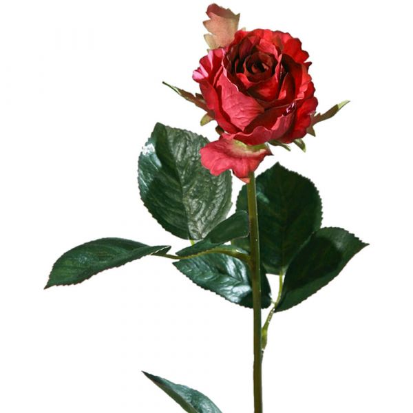 Rose Kolumbien Kunstblume Stielrose Kunstpflanze Blüte - 1 Stk 37 cm - dunkelrot