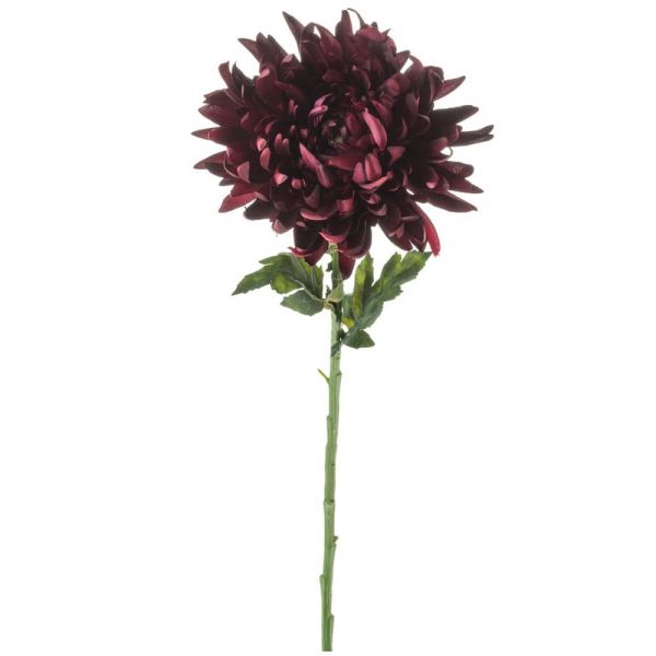 Chrysantheme künstlich Deko Blume Kunstblume Herbst Draht 1 Stk - weinrot