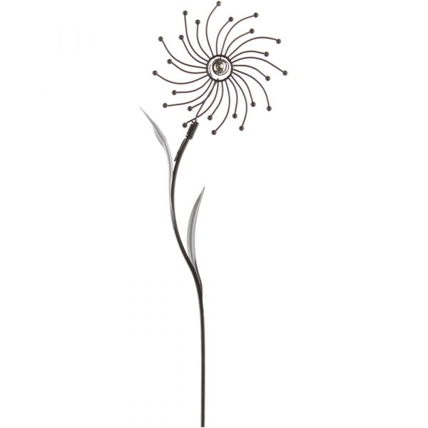Dekostecker Blume & Kugel Gartenstecker Gartendeko Metall schwarz 90 cm
