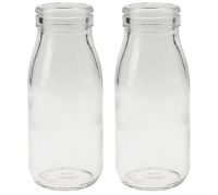 Glasvasen Vasen Milchflaschen Glasflaschen Flaschenform 2er Set je Ø 6x14 cm