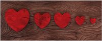 Teppichläufer Küchenläufer Teppich Herzen Holz rot braun waschbar - in 60x150 cm