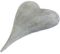 Grabschmuck Herz in grau ausgefallenes Grabherz in 11 cm