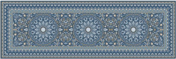 Teppichläufer Küchenläufer Teppich Stern Ornamente Perser blau waschbar 60x180 cm